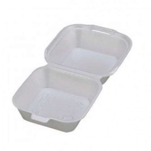 HB6 Large Food Take Away BURGER Foam BOX POLYSTYRENE CONTAINERS x 500 White 